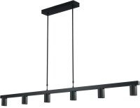 Suspension en m&eacute;tal noir 6 flammes 160 cm
