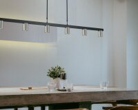 Hängeleuchte Schwarz Nickel 160 cm breit 6-flammig