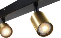 Spot Strahler Schwarz Gold 130 cm lang 5-flammig