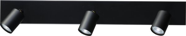 Plafonnier noir 3 flammes métal GU10 70 cm