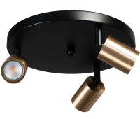 Plafonnier rond &Oslash;35cm 3-flamme m&eacute;tal noir or
