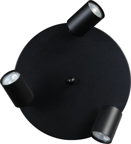Spot de plafond noir 3 flammes métal GU10 Ø 35 cm