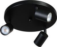 Spot de plafond noir 3 flammes m&eacute;tal GU10 &Oslash;...