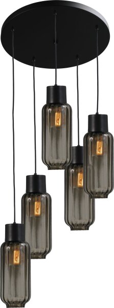 Hängelampe Schwarz Glas Metall 5-flammig E27 ELYA