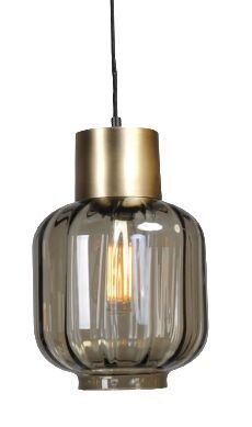 Hängelampe Schwarz Gold Ø 20 cm Rauchglas E27