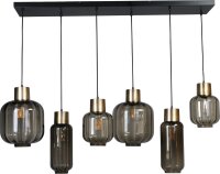 Lampe à suspendre noir or 6 flammes grande verre...