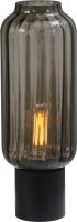 Lampe de table verre fum&eacute; m&eacute;tal 43 cm noir E27