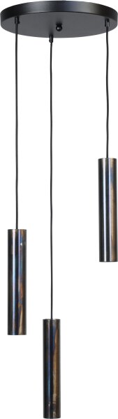 Lampe à suspendre 3 flammes noir effet huile métal ERION