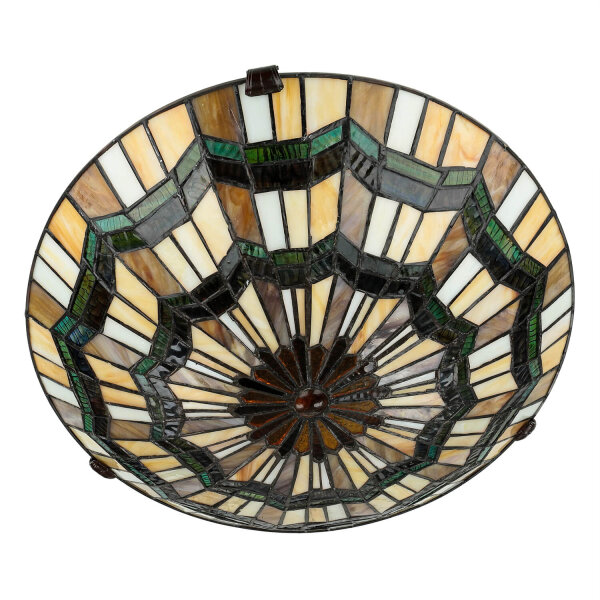 Premium Tiffany Lampe FARFALLA verre coloré ronde Ø42cm