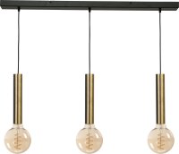 Suspension laiton noir 3 flammes m&eacute;tal pour E27