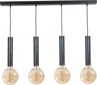 Suspension m&eacute;tal 4 flammes noir pour E27