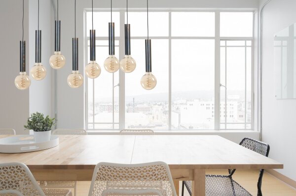 Lampe à suspendre en métal pour E27 noir effet huile table à manger