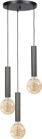 Suspension 3 flammes noir m&eacute;tal ajustable pour E27