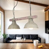 Rustikale Pendelleuchte HAKON Shabby Weiß Echt Holz