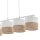 Suspension Blanc Marron 4 flammes Métal Tissu Jute E27