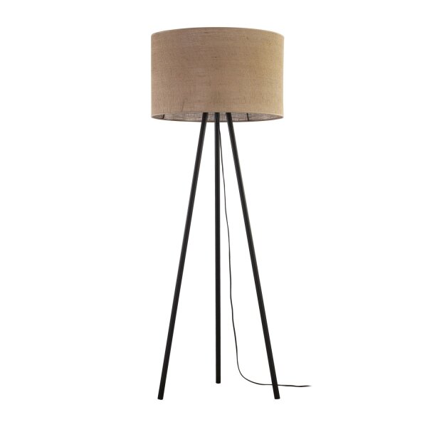 Dreibein Stehlampe Jute Metall 159 cm Braun Schwarz Boho