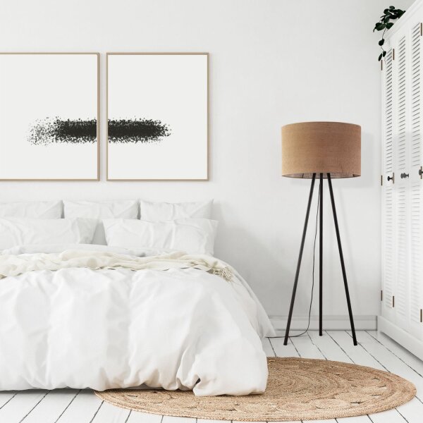 Dreibein Stehlampe Jute Metall 159 cm Braun Schwarz Boho
