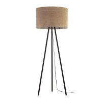 Lampadaire tripode jute métal 159 cm brun noir boho