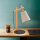 Tischlampe Skandinavisch Holz Leinen 46 cm E27