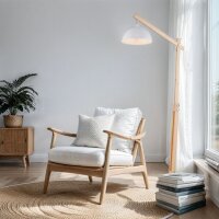Lampadaire bois métal 180 cm réglable blanc...
