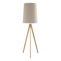 Stehlampe Dreibein Holz Leinen 175 cm hoch wohnlich E27