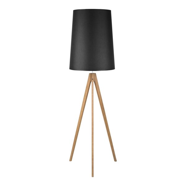 Skandinavische Stehlampe Dreibein 175 cm hoch Holz Stoff