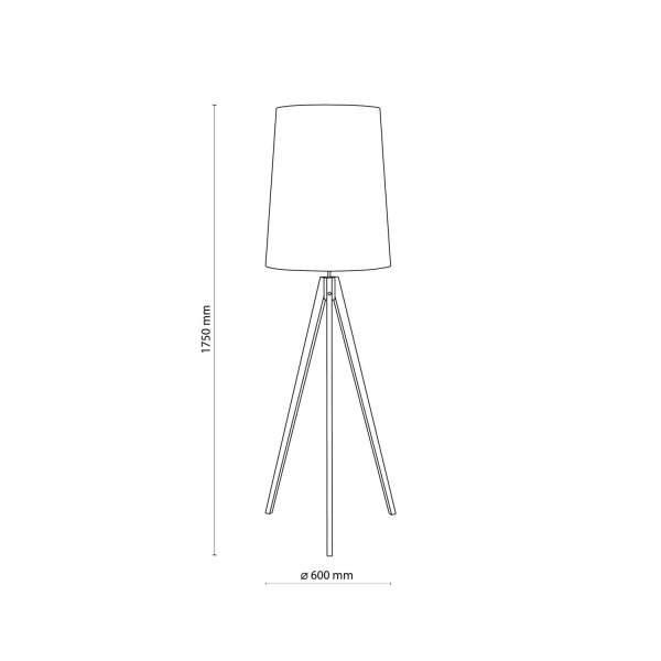 Skandinavische Stehlampe Dreibein 175 cm hoch Holz Stoff