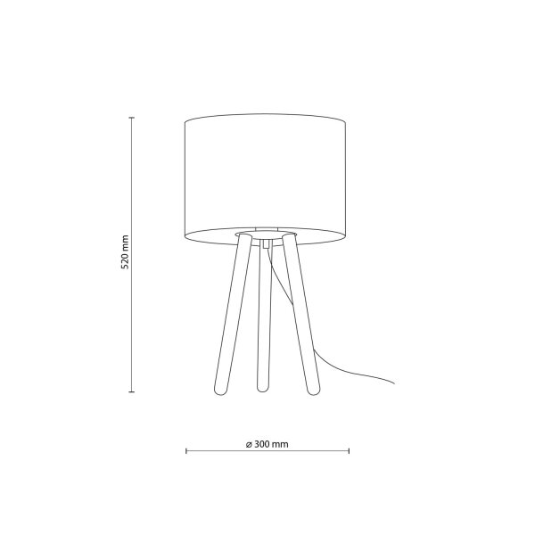 Lampe de table Blanc Naturel Trépied Bois Tissu 46 cm