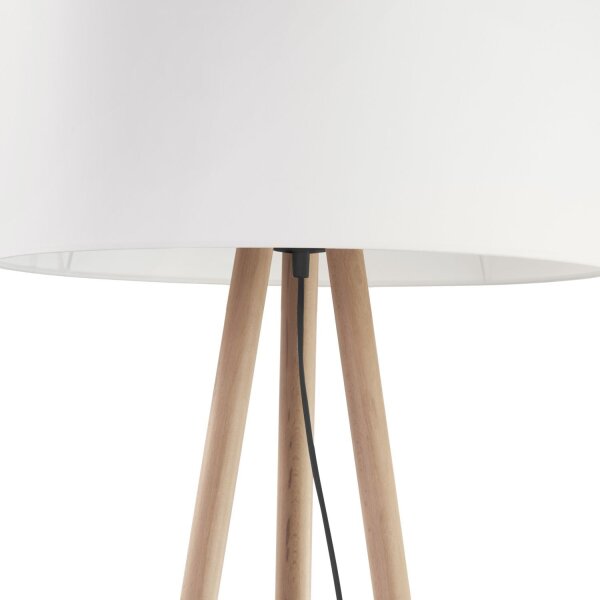 Dreibein Stehlampe klein 146 cm Skandinavisch Holz Stoff