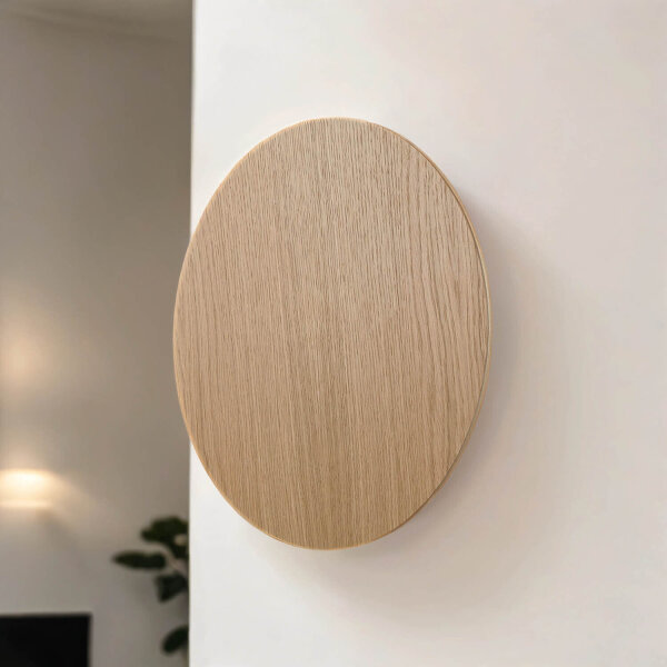 Holz Wandlampe rund Ø 30 cm flach indirektes Licht