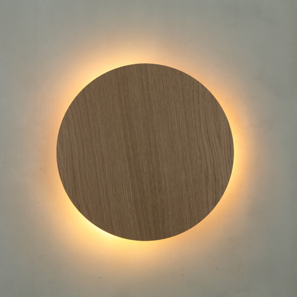Holz Wandlampe rund Ø 30 cm flach indirektes Licht