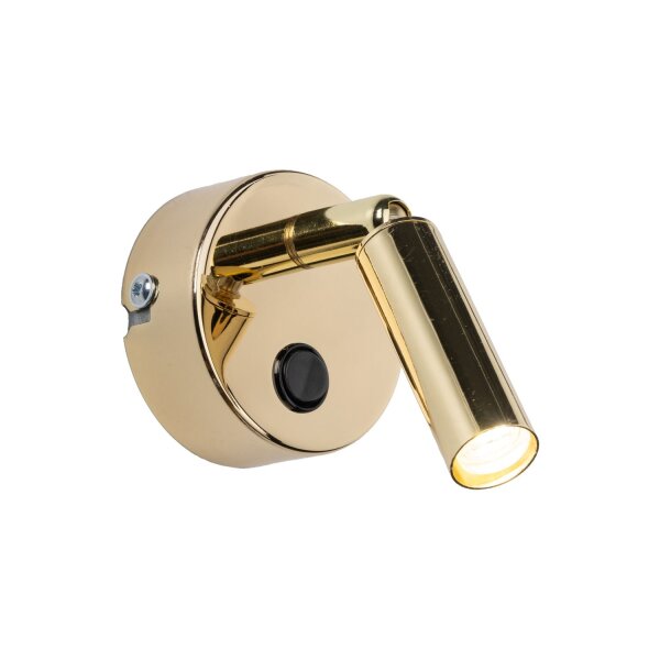Wandlampe mit Schalter schwenkbar Metall in Gold rund