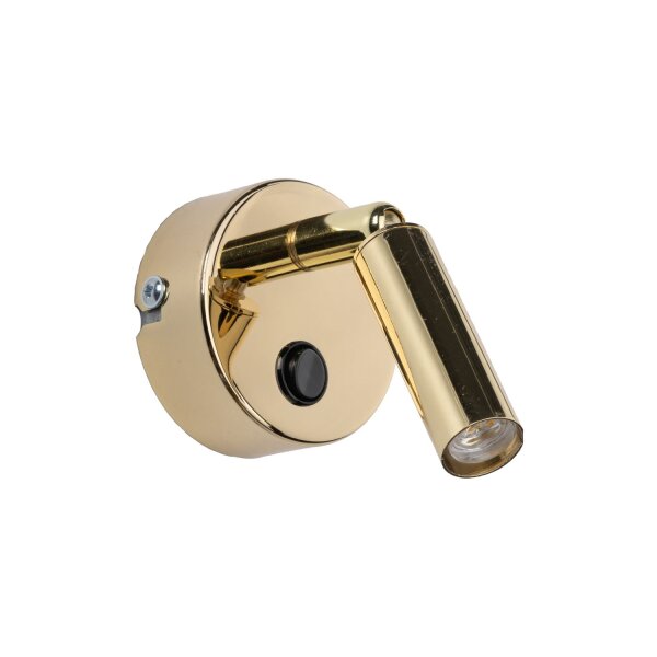 Wandlampe mit Schalter schwenkbar Metall in Gold rund
