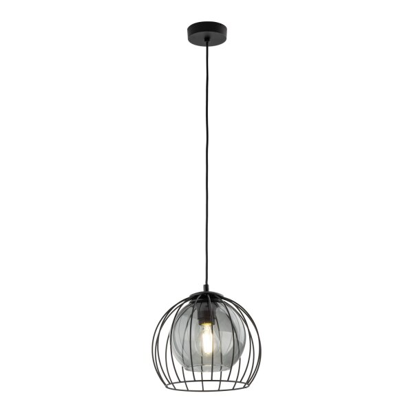 Pendelleuchte Metall Glas Ø 26 cm Schwarz Grau E27