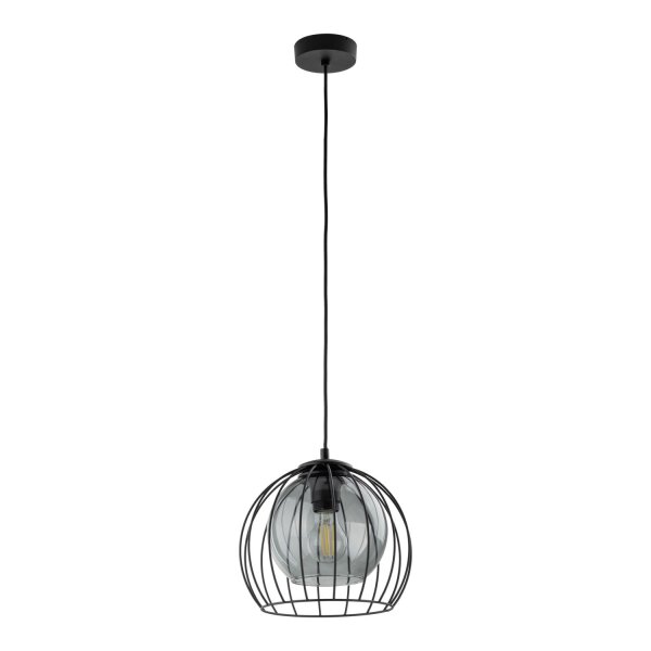 Pendelleuchte Metall Glas Ø 26 cm Schwarz Grau E27