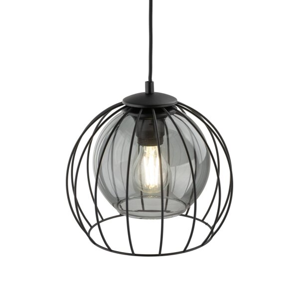 Pendelleuchte Metall Glas Ø 26 cm Schwarz Grau E27
