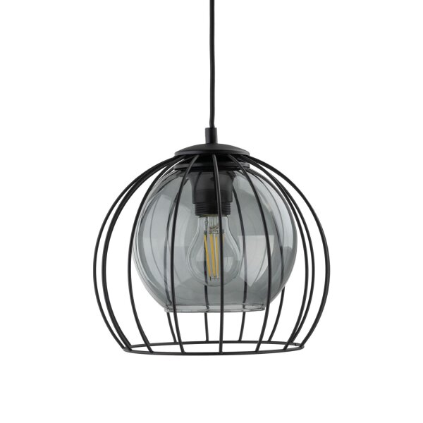 Pendelleuchte Metall Glas Ø 26 cm Schwarz Grau E27