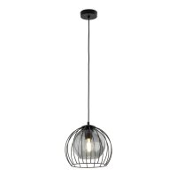 Pendelleuchte Metall Glas Ø 26 cm Schwarz Grau E27