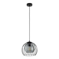 Pendelleuchte Metall Glas Ø 26 cm Schwarz Grau E27