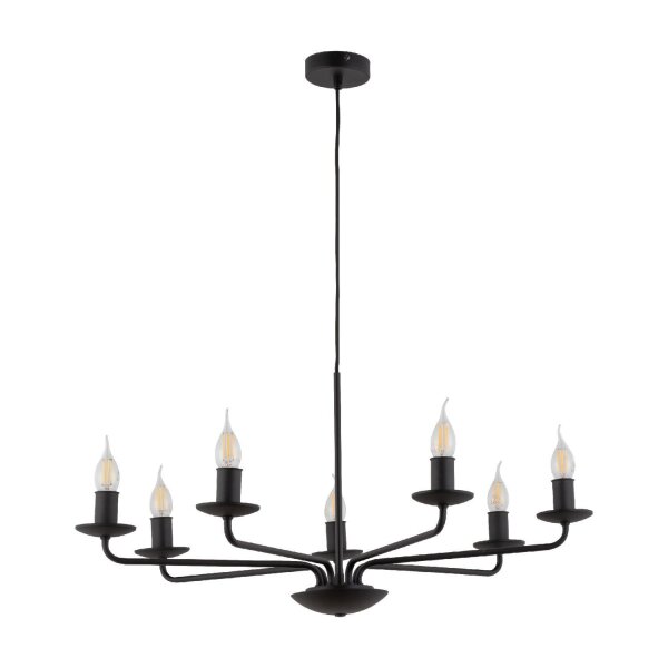 Lustre Rustique Métal Noir 7 flammes E27
