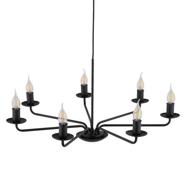 Lustre Rustique Métal Noir 7 flammes E27