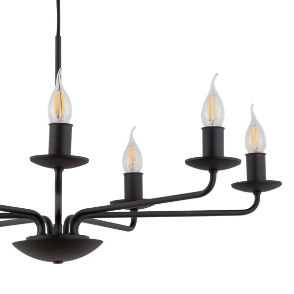 Lustre Rustique Métal Noir 7 flammes E27