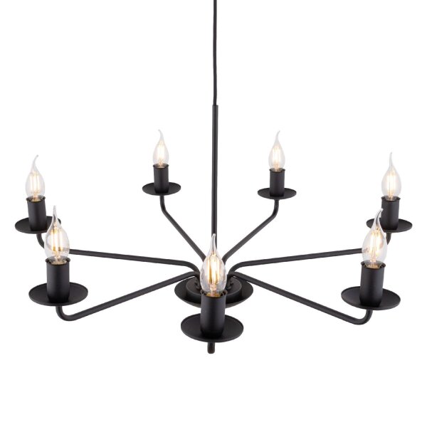 Lustre Rustique Métal Noir 7 flammes E27