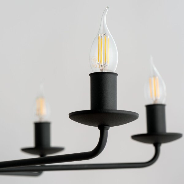 Lustre Rustique Métal Noir 7 flammes E27