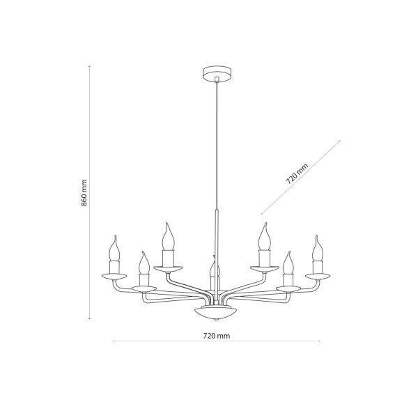 Lustre Rustique Métal Noir 7 flammes E27