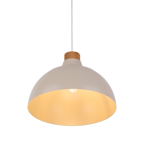 Lampe à suspendre métal bois Ø 34 cm Retro Beige E27