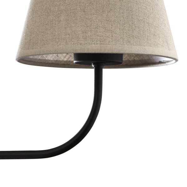 Wandlampe Stoff Metall E27 Schwarz Natur Schlafzimmer