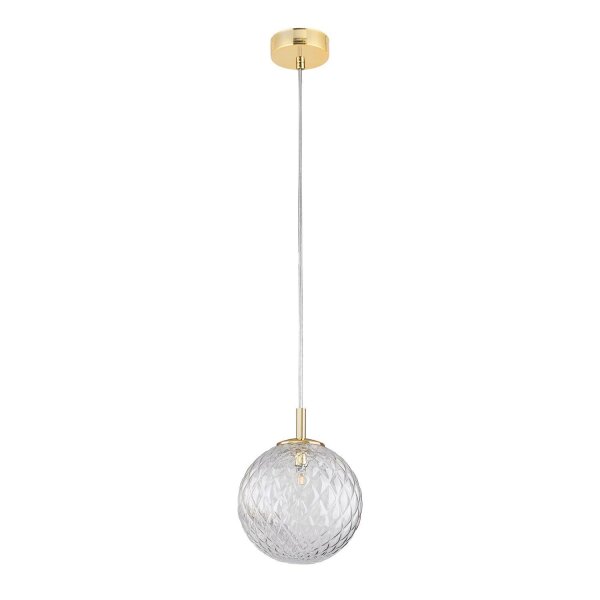 Pendelleuchte Glas Kugel Ø 21 cm in Gold verstellbar