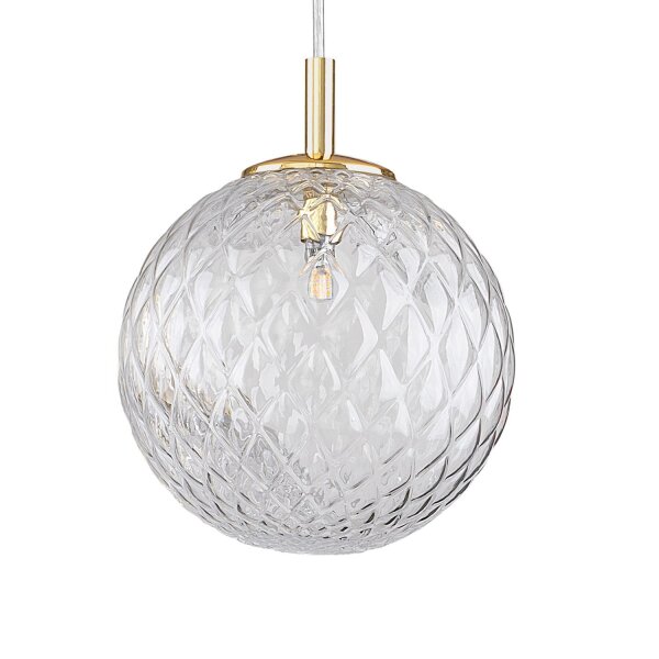 Pendelleuchte Glas Kugel Ø 21 cm in Gold verstellbar
