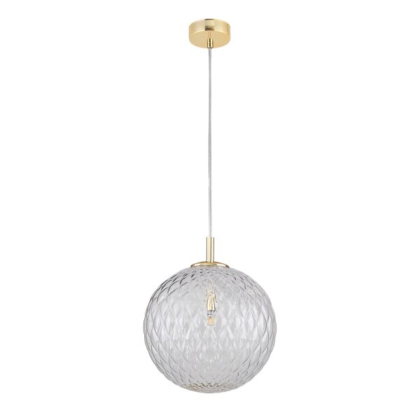 Hängelampe Glas Kugelschirm Ø 30 cm in Gold verstellbar